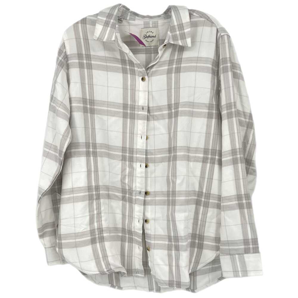 Jachs White Gray Button-Up Shirt Plaid Long Sleeve | Womens M